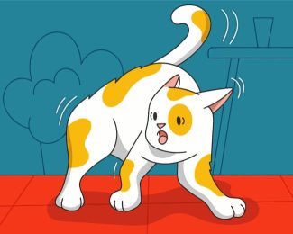 Cartoon Frightened Cat Diamond Painting