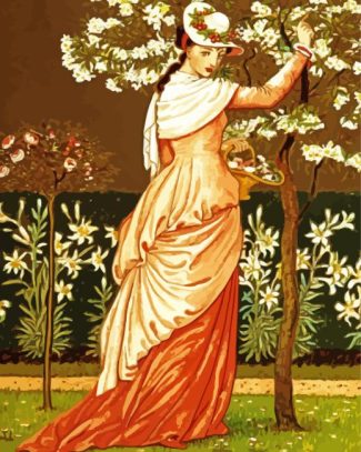 Classic Woman Picking Flowers Diamond Painting
