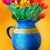 Tulips Flowers In Blue Vase Diamond Painting