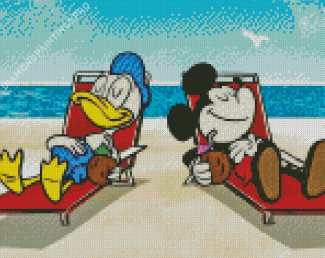 Donald Duck And Mickey At Beach Diamond Painting