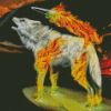 Fantasy Wolf On Fire Diamond Painting