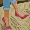 Girl Wearing Pink Shoes Diamond Painting