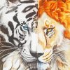 Half Lion And Tiger Diamond Painting