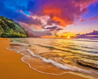 Kauai Beach Sunset Diamond Painting