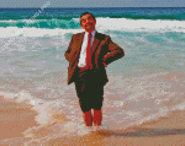 Mr Bean In The Beach Diamond Painting