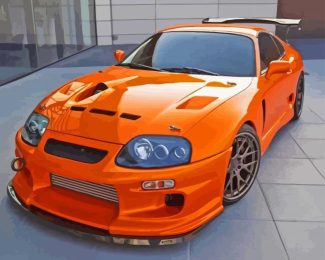 Orange Toyota Supra Mk4 Diamond Painting