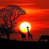 Sunset Safari Animals Silhouette Diamond Painting