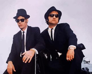 The Blues Brothers Wearing Hats And Sunglasses Diamond Painting