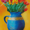 Tulips Flowers In Blue Vase Diamond Painting
