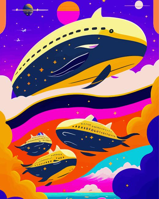Aesthetic Space Whales Diamond Painting