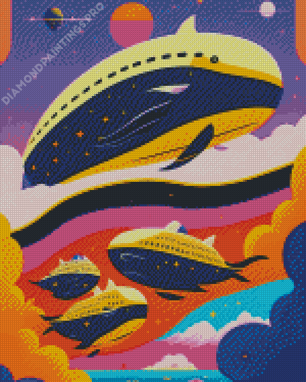 Aesthetic Space Whales Diamond Painting
