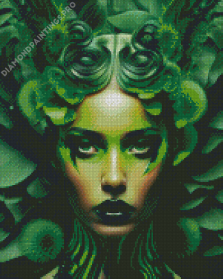 Aesthetic Green Lady Diamond Painting