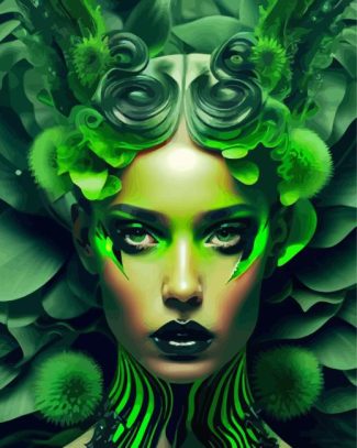 Aesthetic Green Lady Diamond Painting