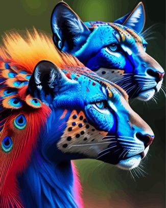 Blue Peacock Cheetahs Diamond Painting