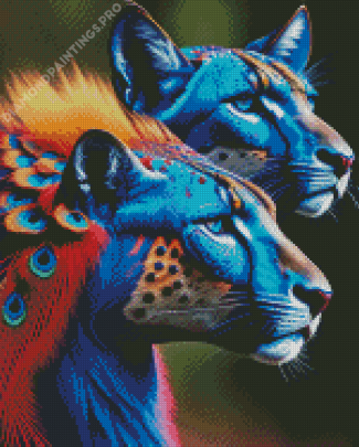 Blue Peacock Cheetahs Diamond Painting