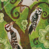 Downy Woodpecker Birds And Flowers Diamond Painting