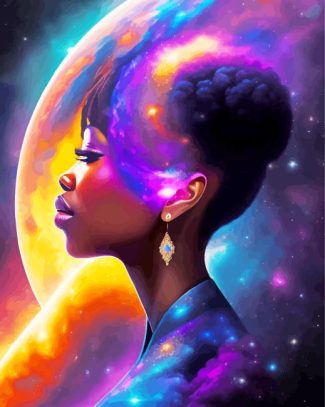 Galaxy African Girl Diamond Painting