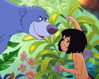 Mowgli And Baloo In Forest Diamond Painting