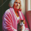 Sad Old Woman And Cat Diamond Painting