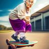 Skater Old Woman Diamond Painting
