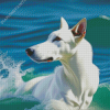 White Greyhound Swimming On The Sea Diamond Painting