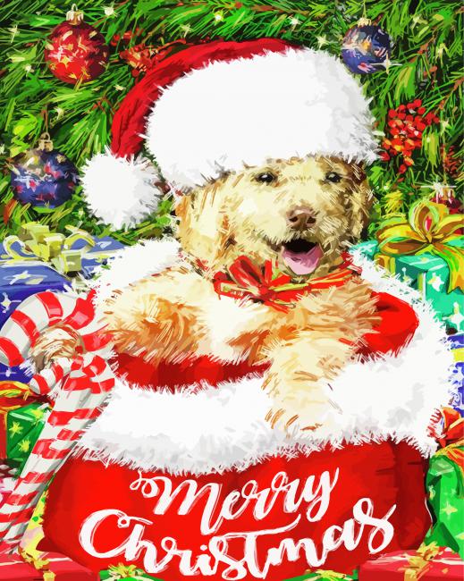 Christmas Puppy Terrier Diamond Painting