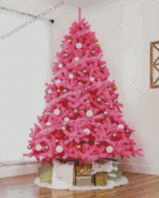 Pink Christmas Tree Diamond Painting