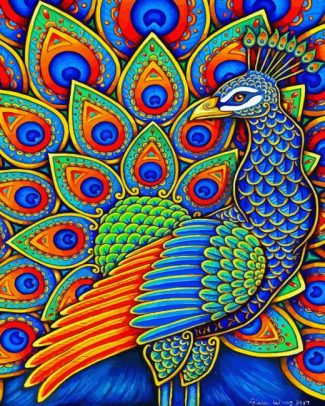 Colorful Mandala Peacock Bird Diamond Painting