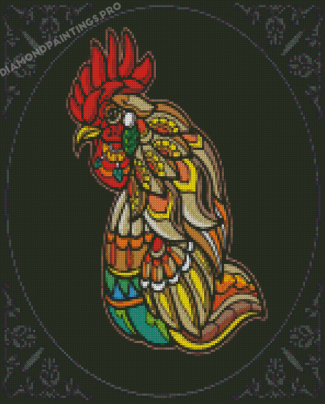 Colorful Rooster Mandala Diamond Painting