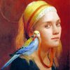 Woman And Bird Diamond Painting