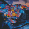 Colorful Buildings Night In Manarola Diamond Painting